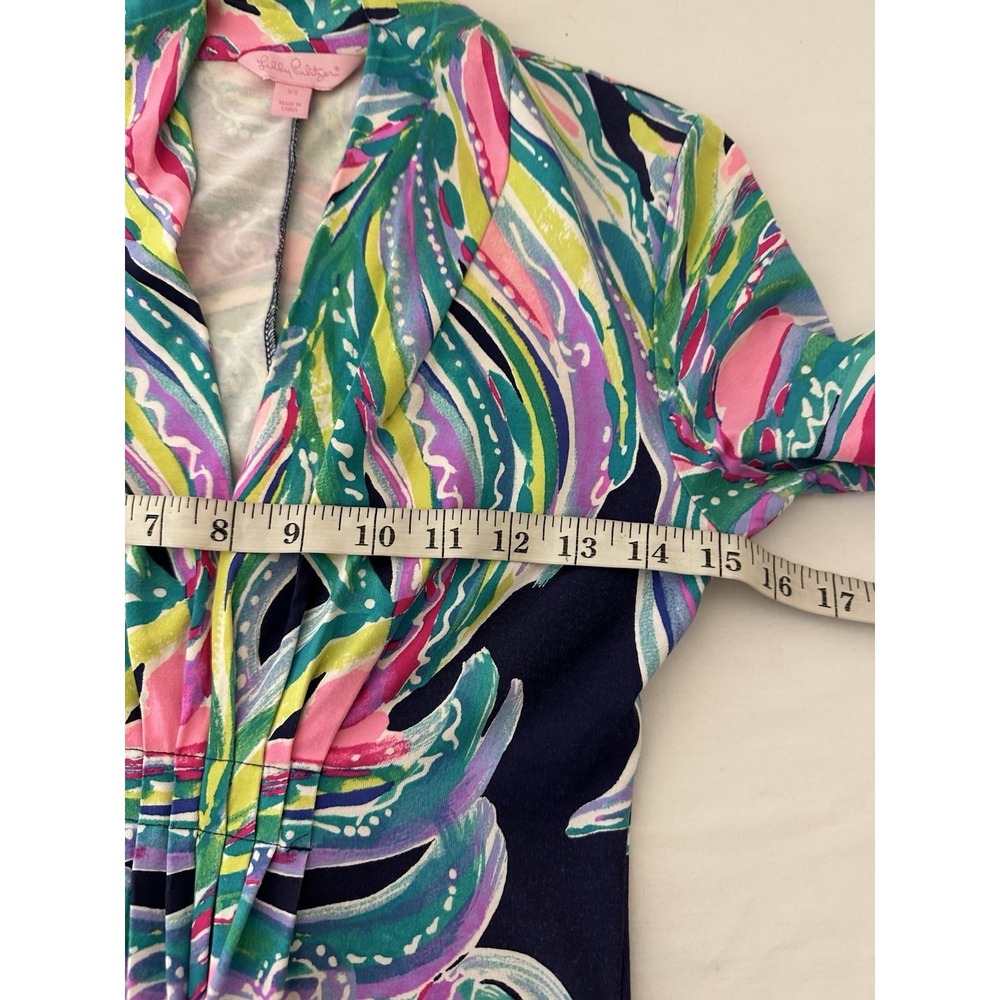 Lilly Pulitzer Marlowe Dress In Fronds Place V Neck 3/4 Sleeve Box Pleat Sz XS - Picture 5 of 7